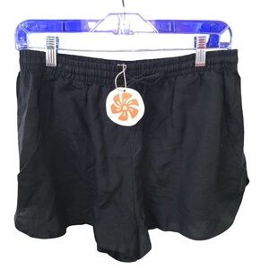Mallow Hawaii Ladies Black Linen Blend Shorts Size Small NWT